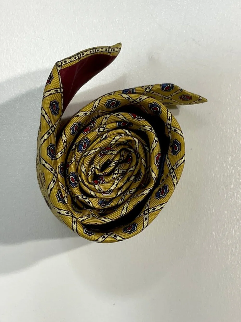 Elios Paris 100% Silk Tie Paisley Yellow Mens